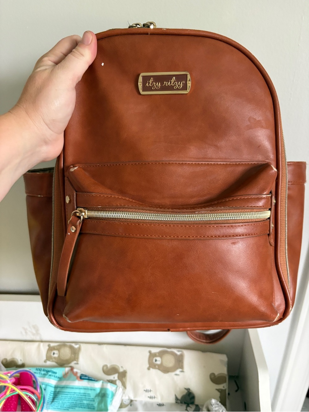Itzy Ritzy Diaper Bag Mini Backpack in Tan